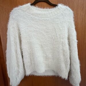Elan Soft White Fuzzy Sweater